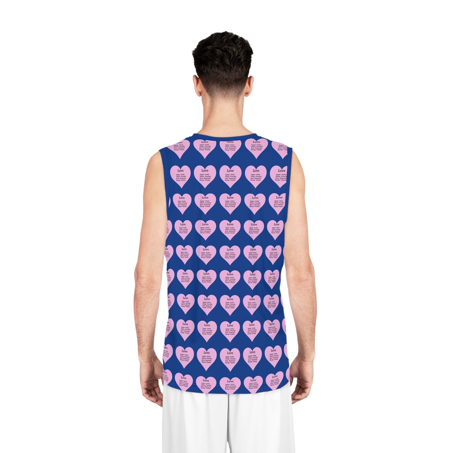 Love Heart All-Over-Print Basketball Jersey (Dark Blue)