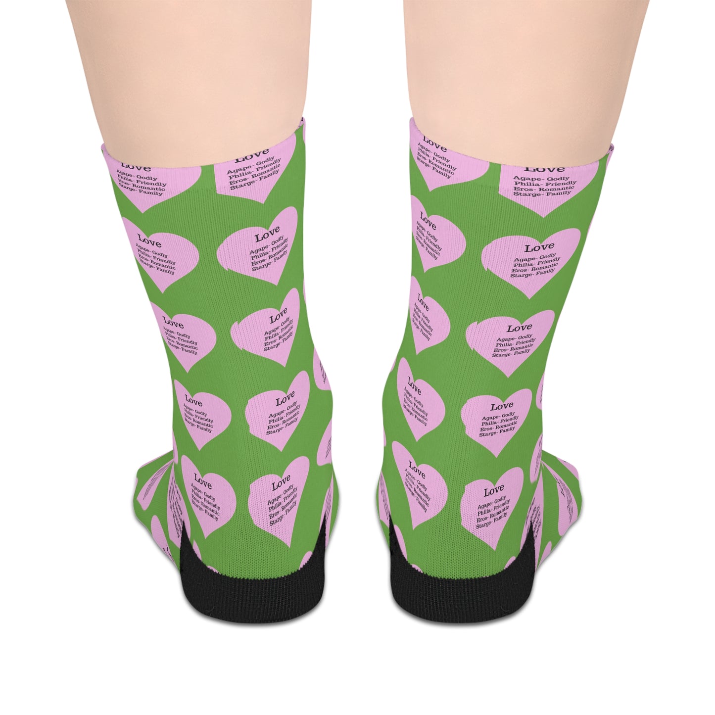 The Love Hearts Mid-Length Socks (Green)